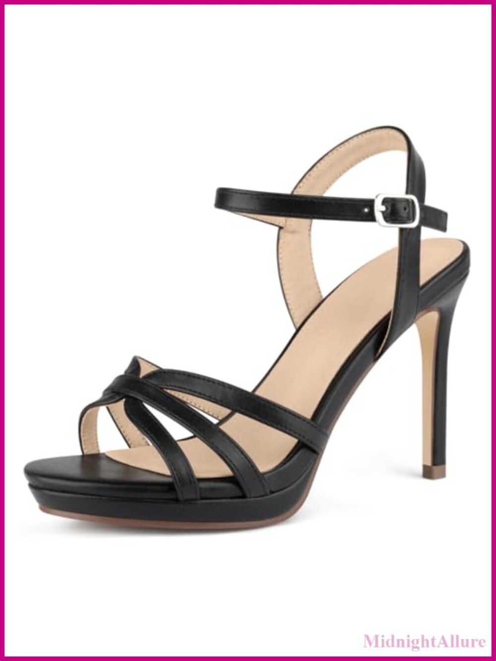 Women's Platform Strappy Heeled Sandals Stiletto Buckle Ankle Strap